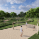 Beachvolleybal in het dorpspark